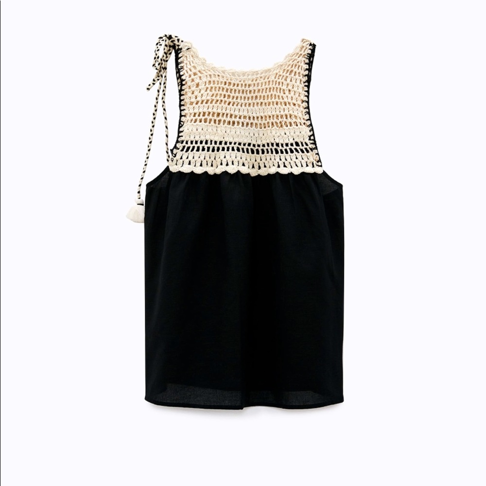 Zara TOP WITH CROCHET TRIM